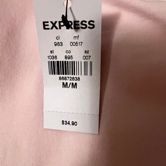 Express Pink Peplum Top Sweetheart Lace Neckline And Lace 3/4 Sleeve Size M NWT - Picture 3 of 8